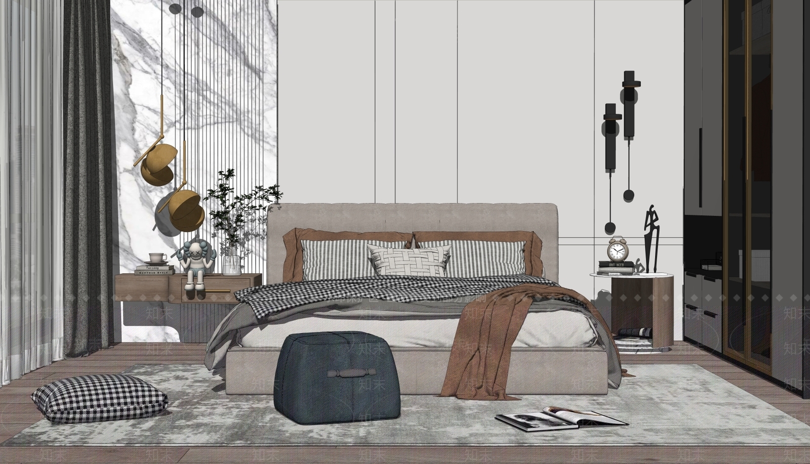 现代家居卧室SU模型下载【ID:185122135】