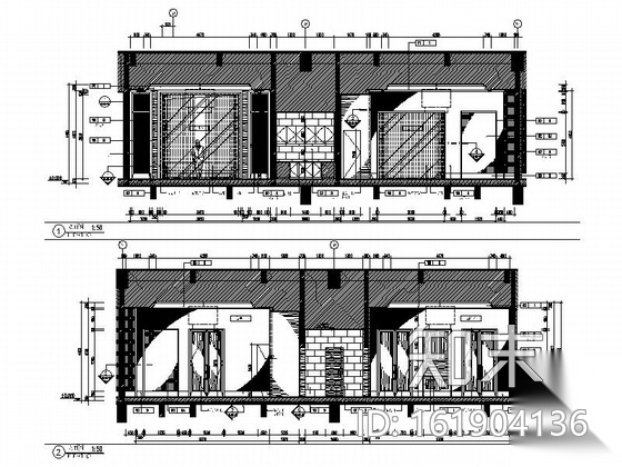 [云南]精品高级现代风格商务酒店中餐厅室内装修施工图（...cad施工图下载【ID:161904136】