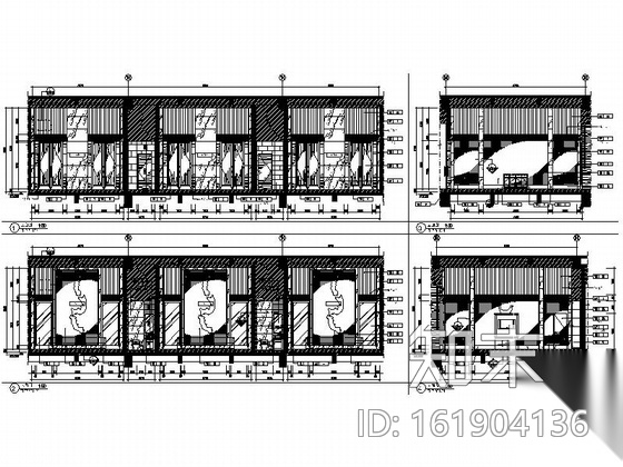 [云南]精品高级现代风格商务酒店中餐厅室内装修施工图（...cad施工图下载【ID:161904136】