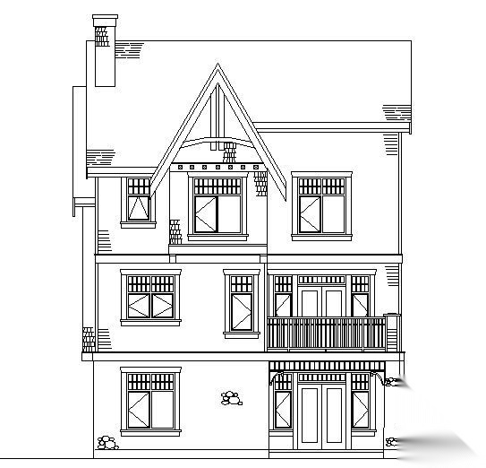 某轻钢结构三层别墅建筑方案图（英文版）cad施工图下载【ID:149920196】