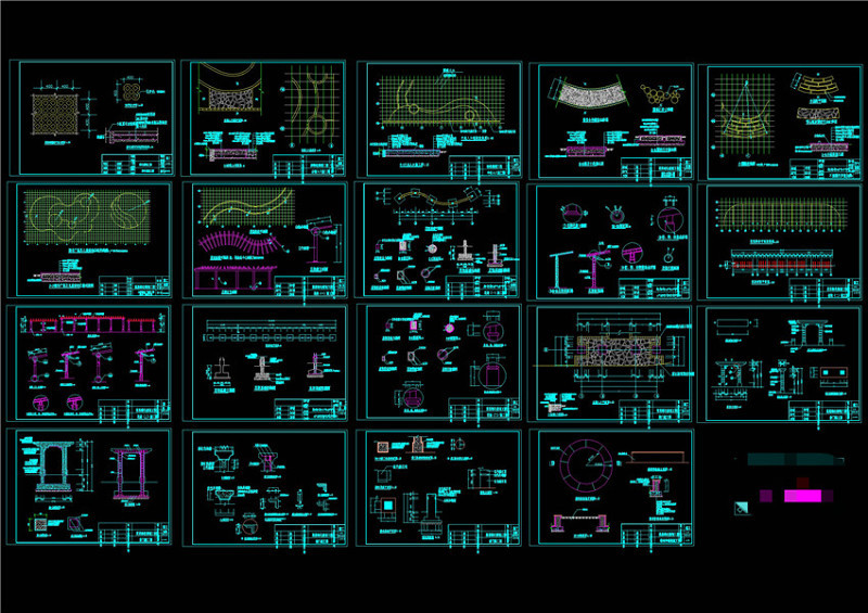 艺术花架施工图CAD景观图纸施工图下载【ID:149766190】