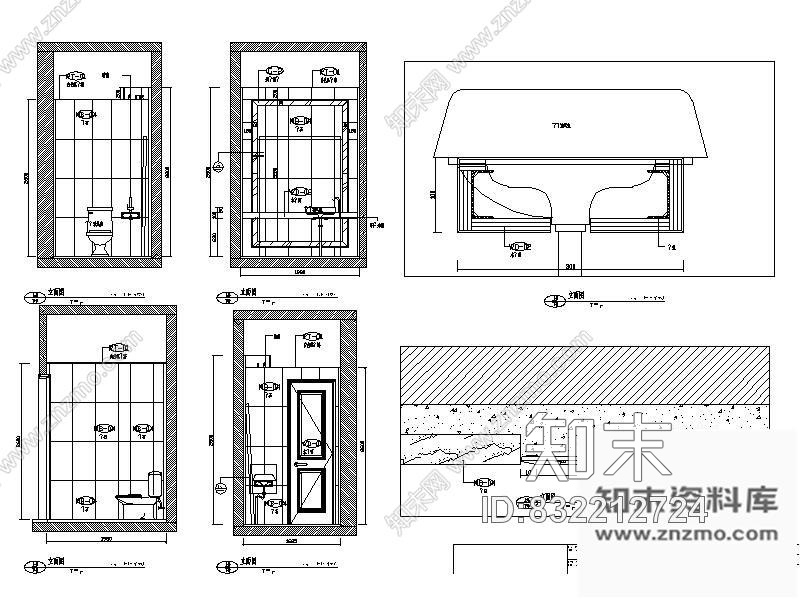 图块/节点卫厕立面图cad施工图下载【ID:832212724】