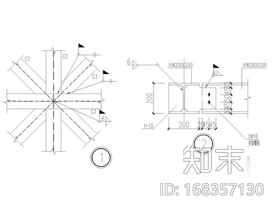 钢结构穹顶节点构造详图施工图下载【ID:168357130】