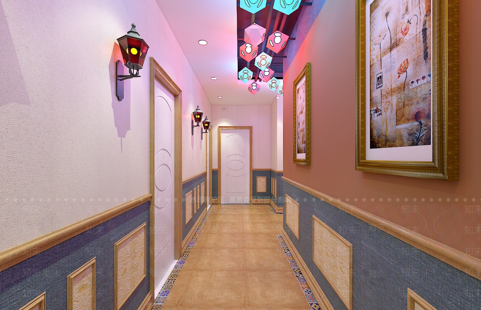 美式烤肉店走廊餐厅走廊烤肉店过道美式过道欧式过道烧烤店过道楼梯SU模型下载【ID:932685627】