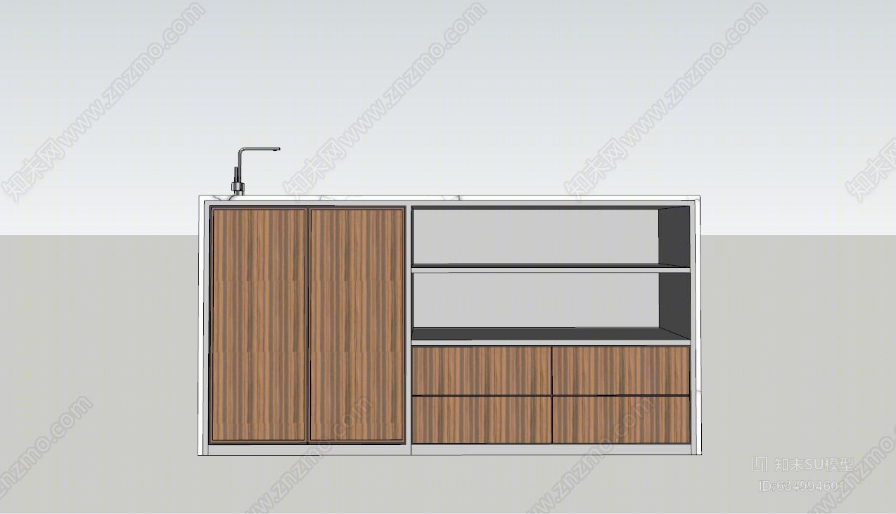 现代厨房岛台餐桌客厅岛台中岛SU模型下载【ID:634994601】
