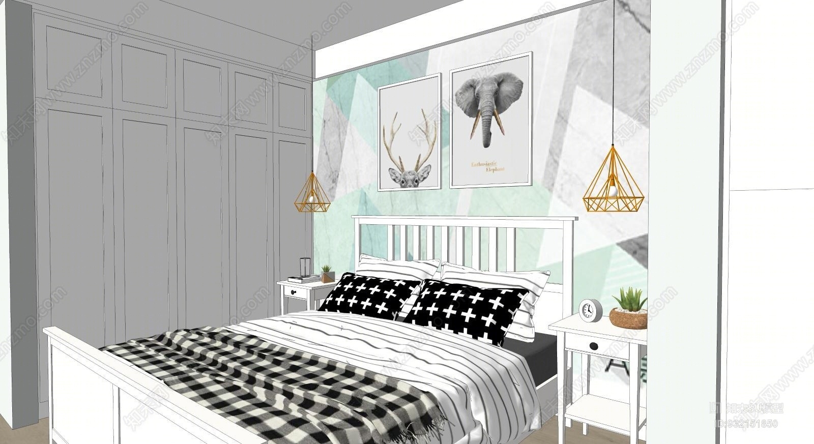 简约北欧风室内模型SU模型下载【ID:932151850】