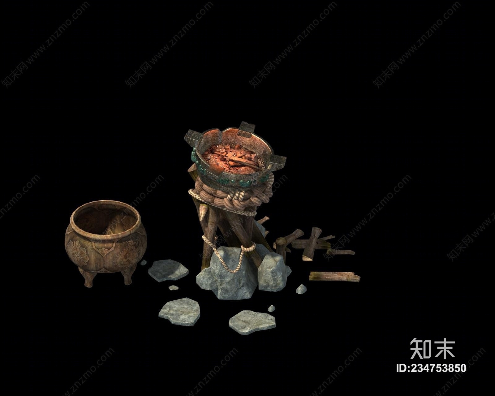 中式火盆3D模型下载【ID:234753850】