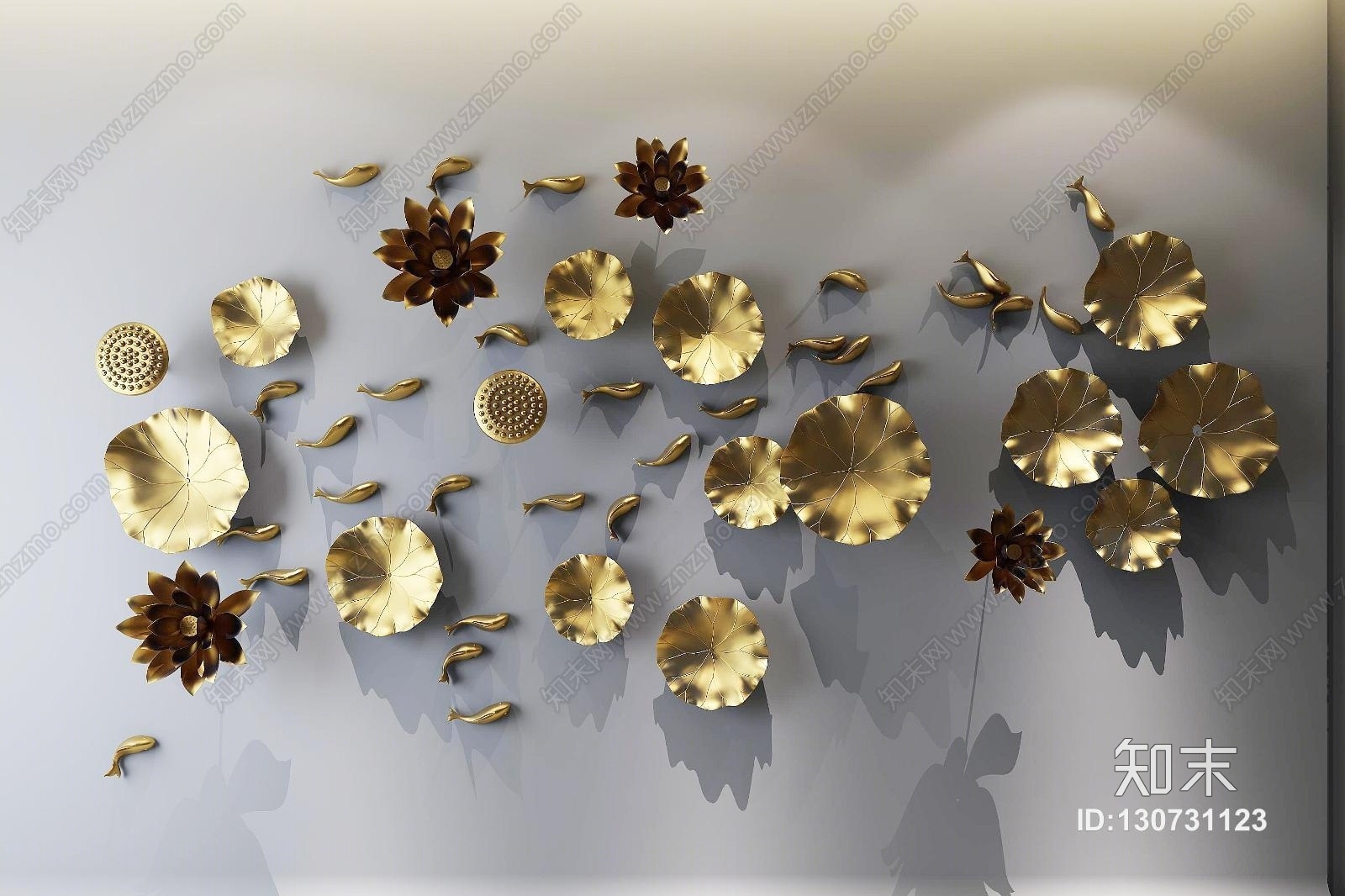 鱼群金属装饰墙面墙饰3D模型下载【ID:130731123】
