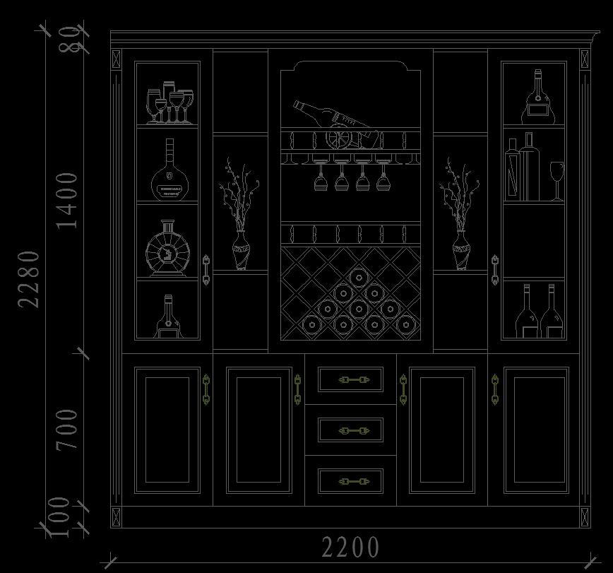經典酒櫃acd圖庫18例施工圖下載【id:928681610】