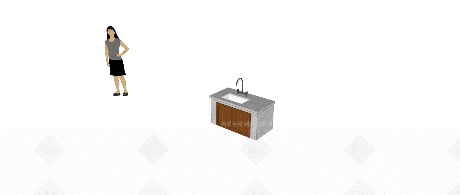 花岗岩砌洗手台模型SU模型下载【ID:534746930】