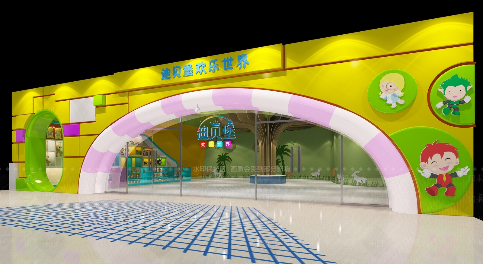 现代儿童游乐园娱乐设备3D模型下载【ID:733494016】