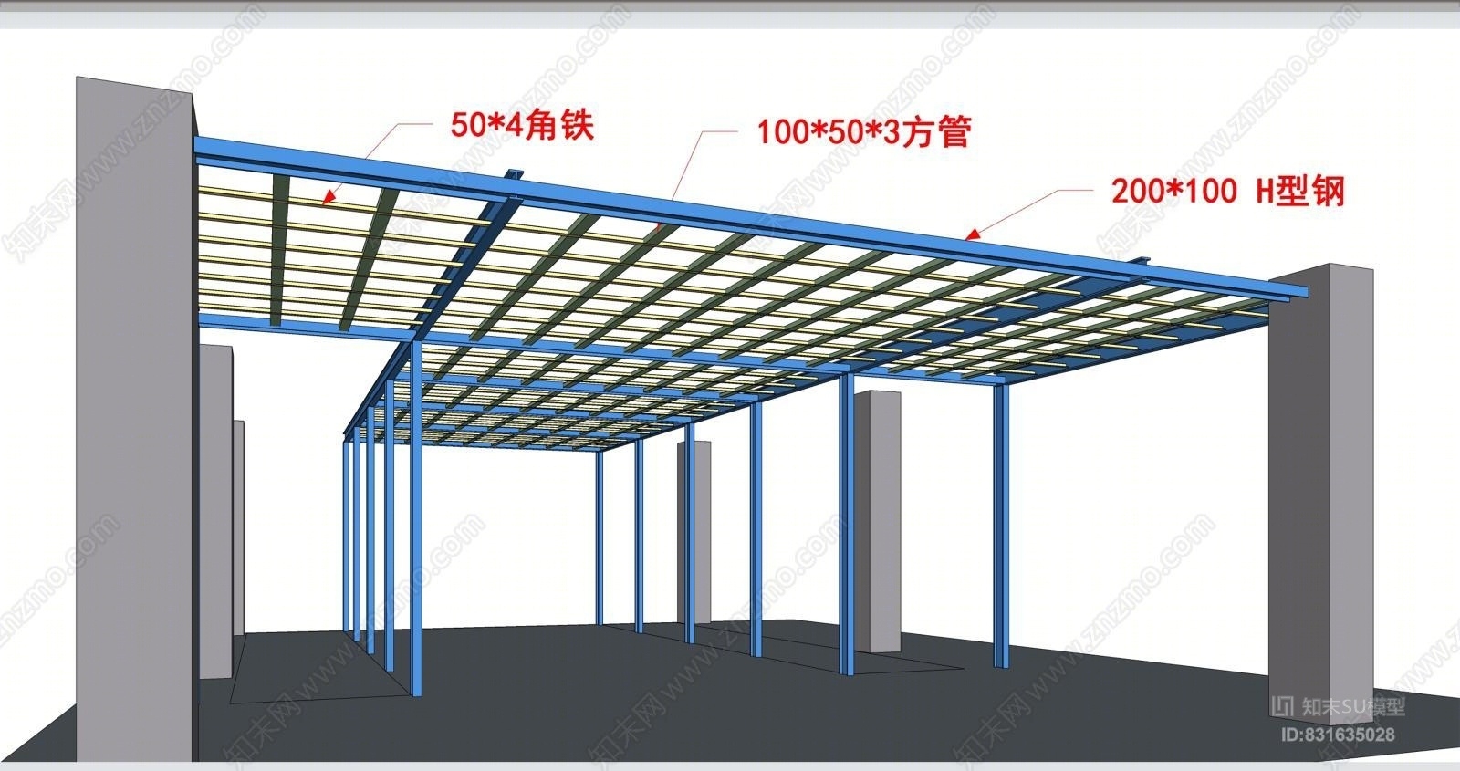 钢结构示意图室外SU模型下载【ID:831635028】