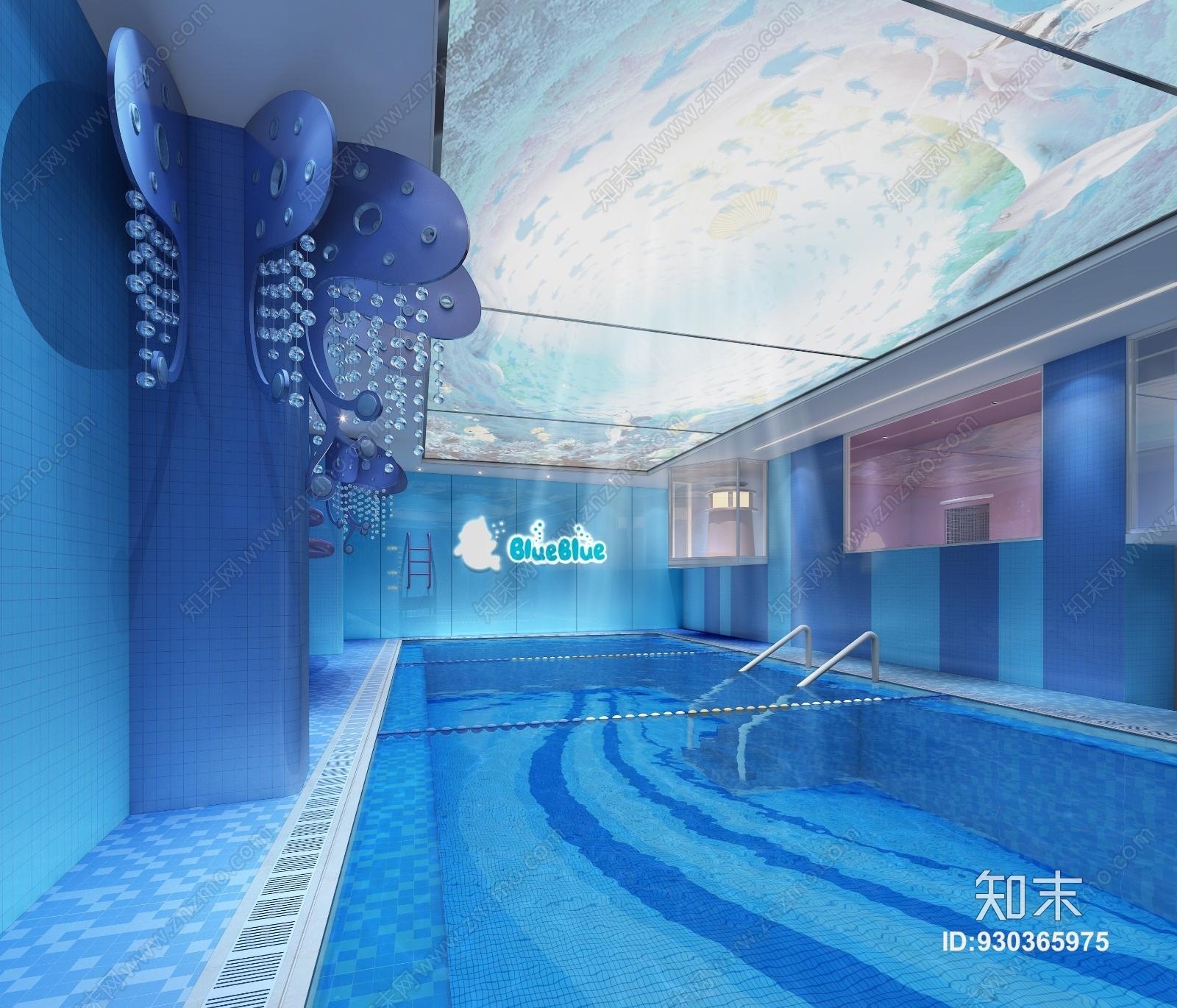 现代海洋馆的游泳馆3D模型下载【ID:930365975】