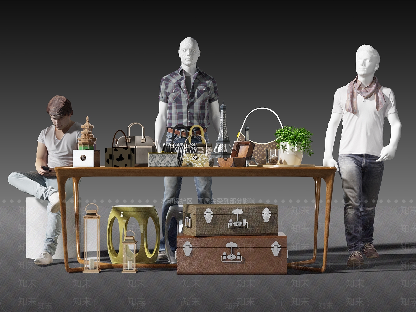 现代女性手提包3D模型下载【ID:425860193】