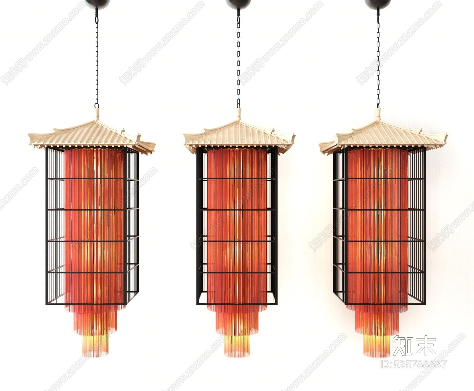 新中式鸟笼吊灯3D模型下载【ID:525788887】