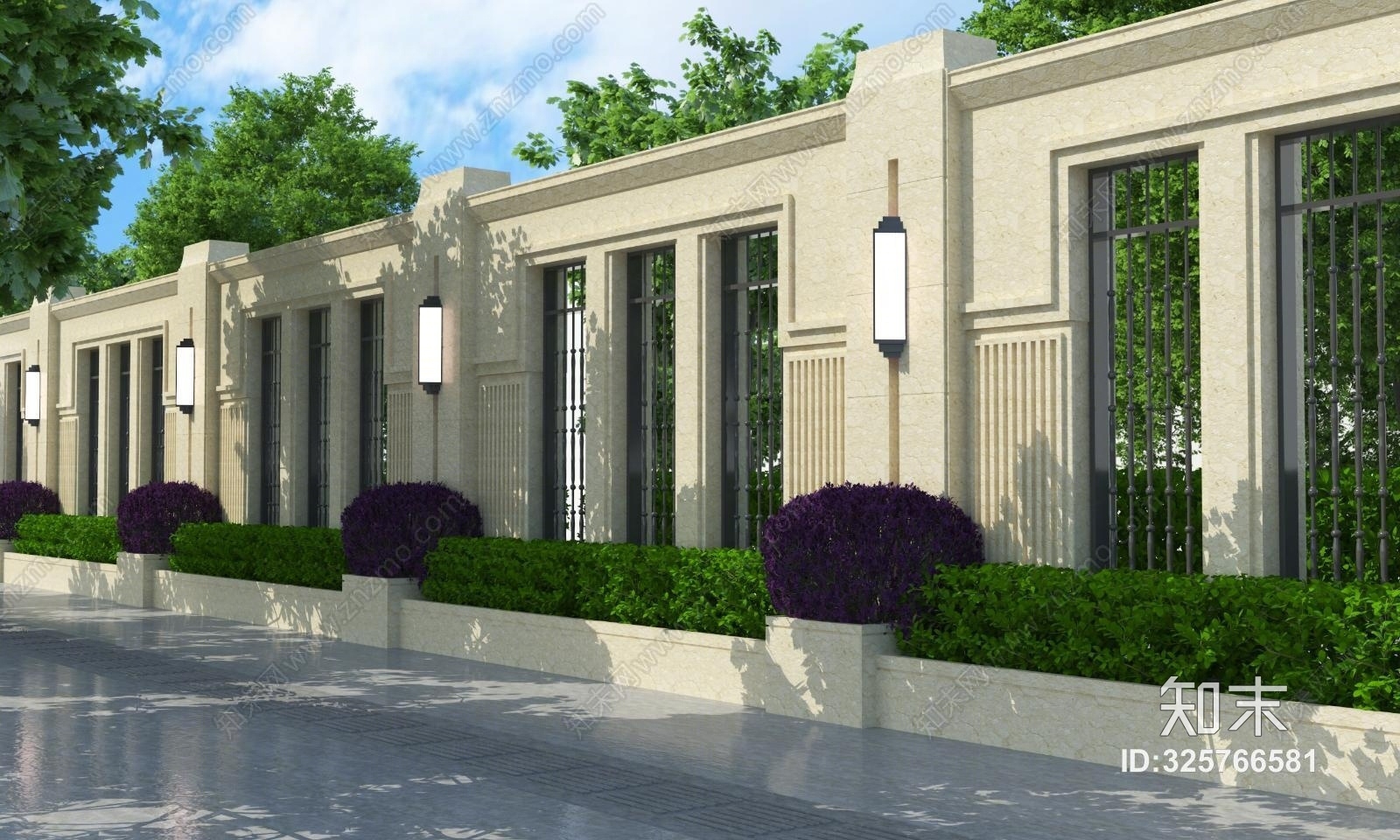 欧式古典别墅围墙3D模型下载【ID:325766581】