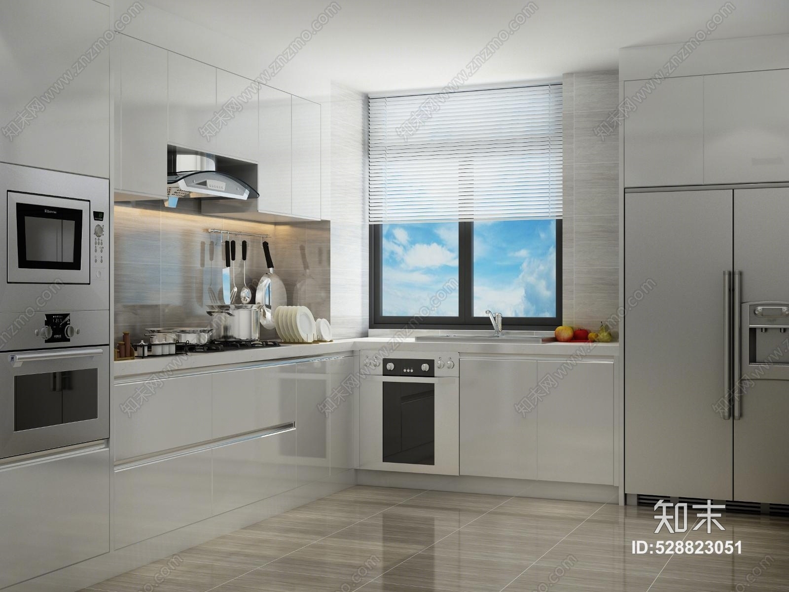 现代风格烤漆橱柜3D模型下载【ID:528823051】