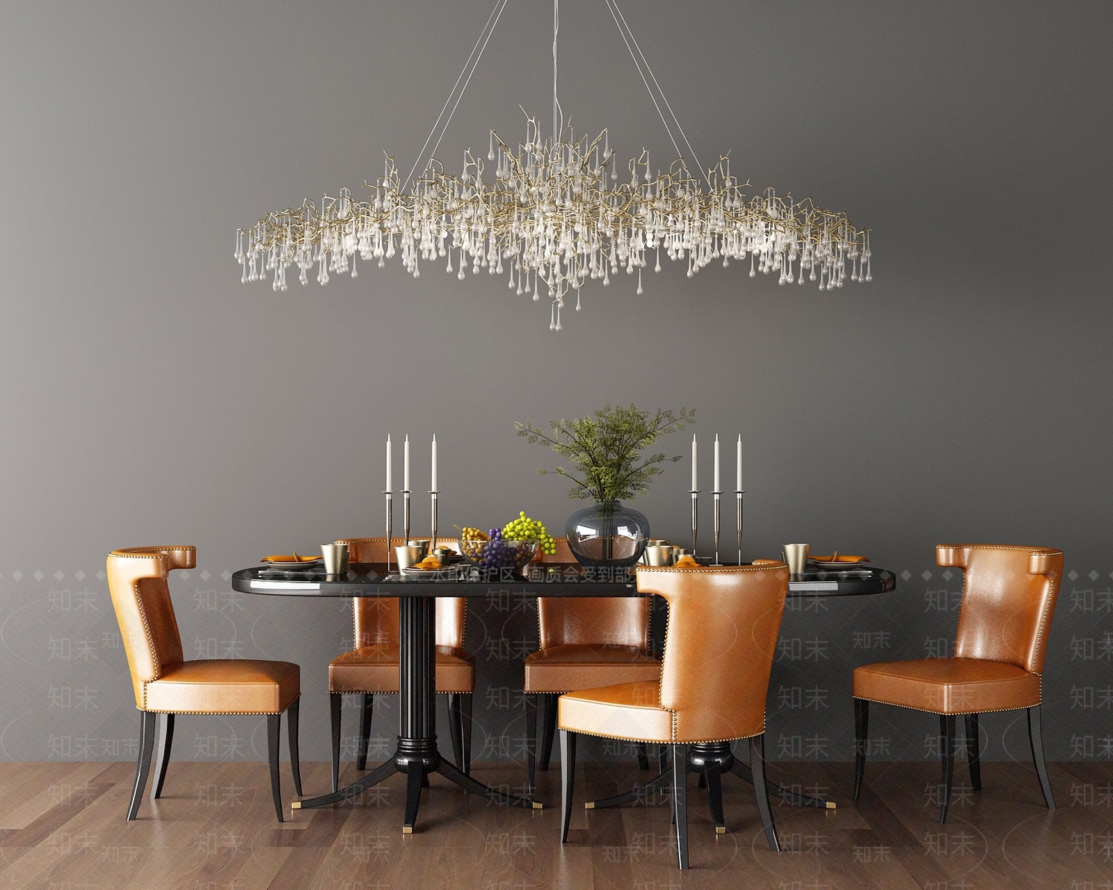 简欧餐桌椅组合3D模型下载【ID:134651800】