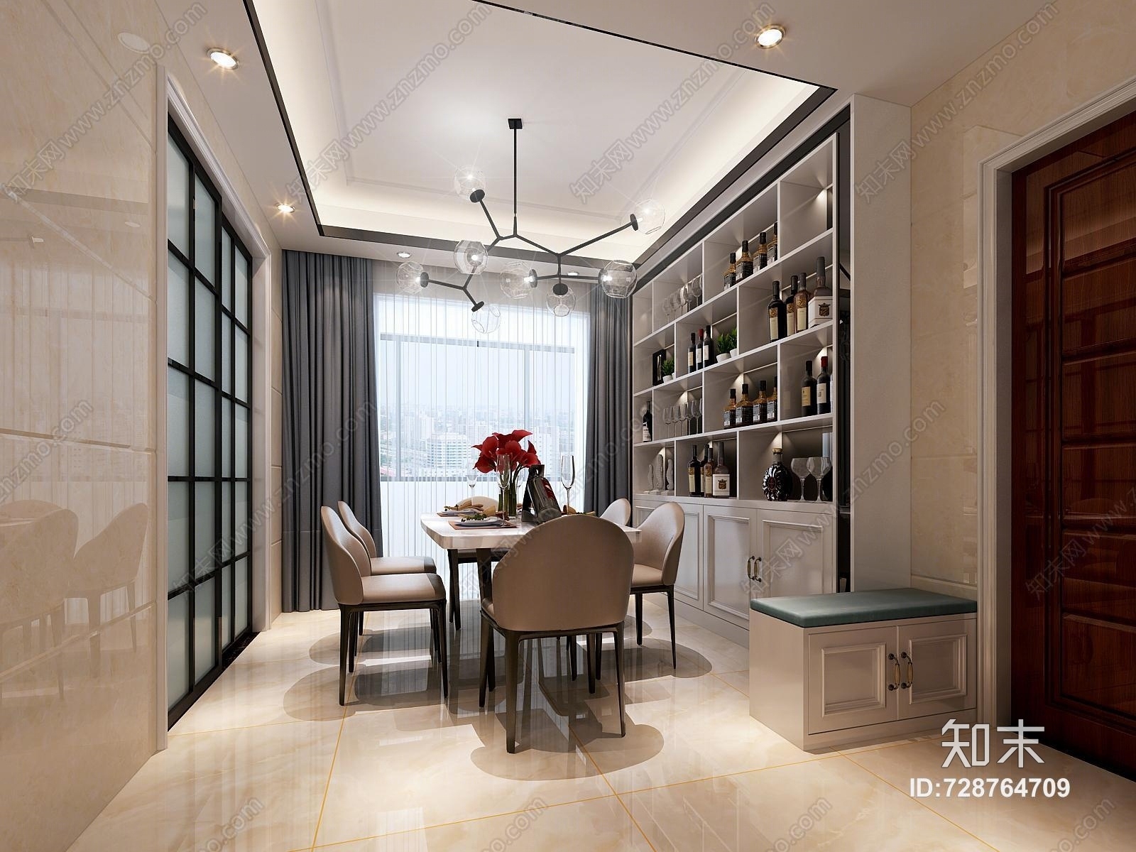 现代客厅效果图3D模型下载【ID:728764709】