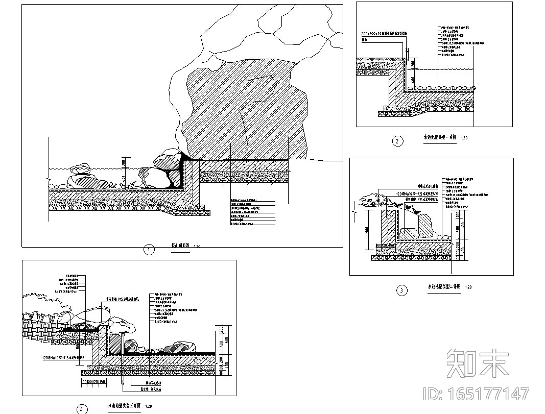 某公园假山、驳岸景观节点施工图施工图下载【ID:165177147】