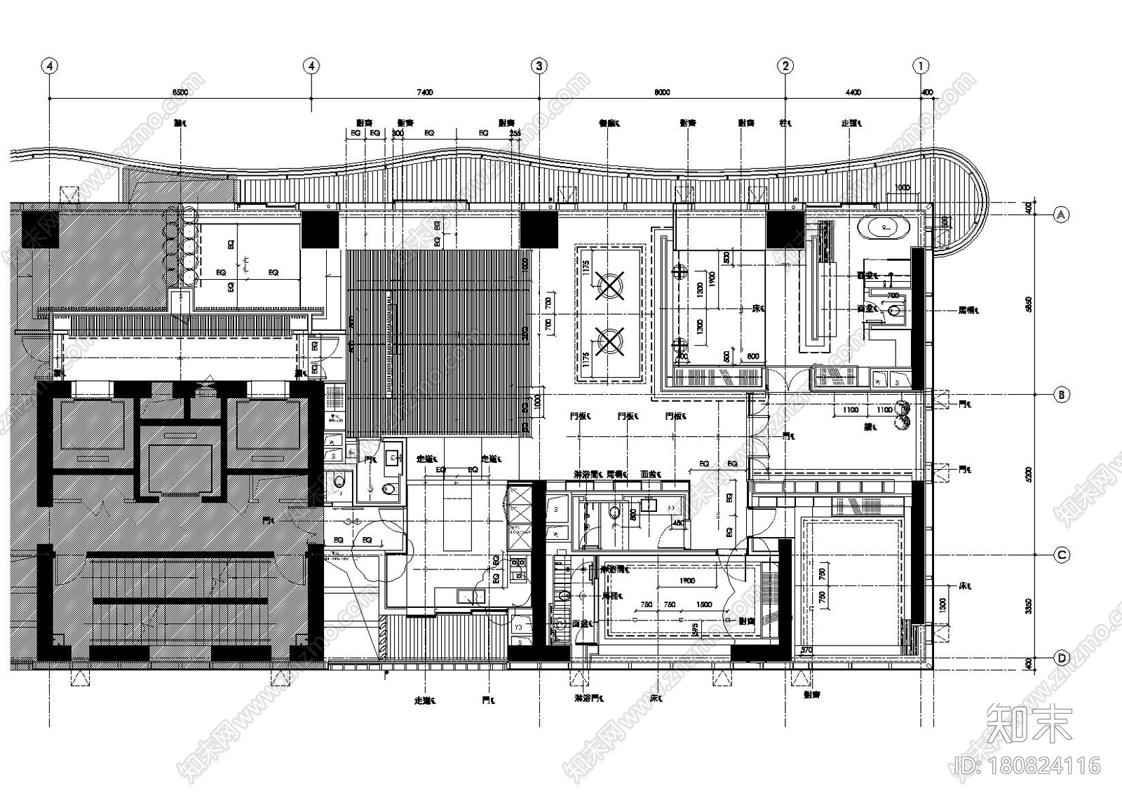 [福建]厦门恒禾七尚高层样板房丨全套施工图cad施工图下载【ID:180824116】