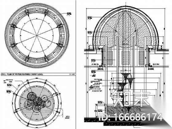 某现代海鲜餐厅水景节点详图CAD图块下载施工图下载【ID:166686174】
