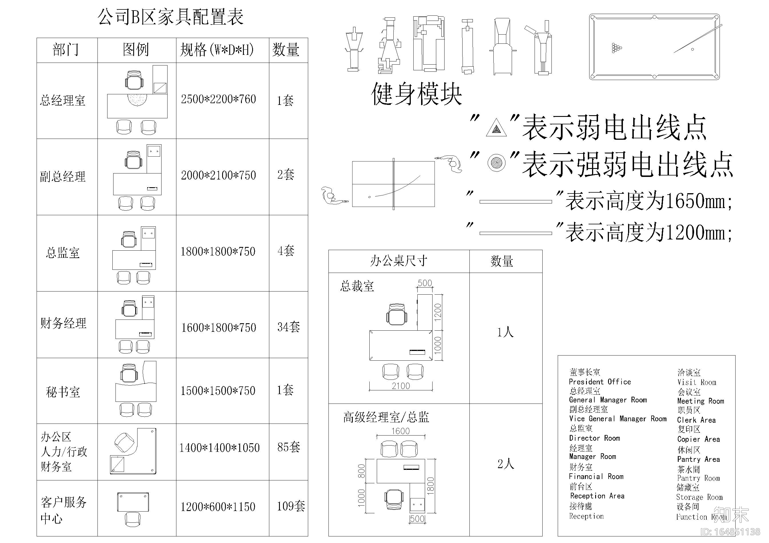 品牌工装办公空间办公桌平面图块施工图下载【ID:164851138】