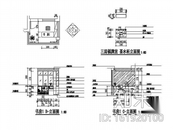 某建筑商三层小别墅装修图cad施工图下载【ID:161920100】