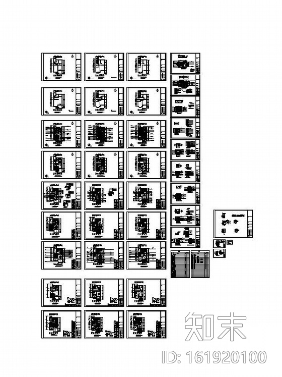 某建筑商三层小别墅装修图cad施工图下载【ID:161920100】