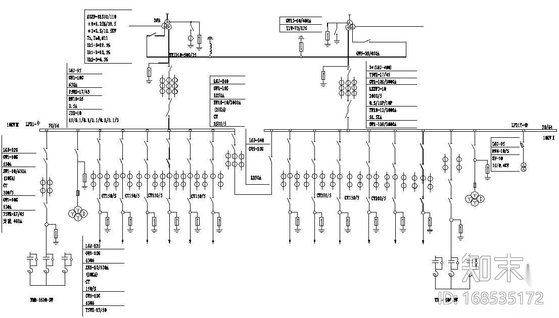 10KV电气一次接线图施工图下载【ID:168535172】