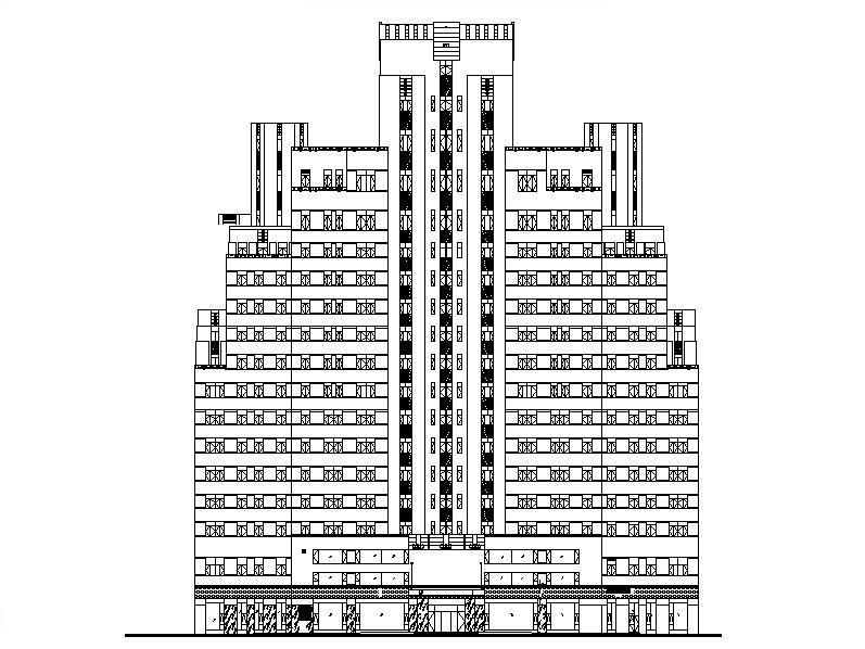 [上海]高层对称式布局酒店综合体建筑施工图（含效果图）cad施工图下载【ID:151528149】