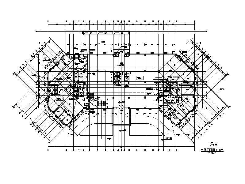 [上海]高层对称式布局酒店综合体建筑施工图（含效果图）cad施工图下载【ID:151528149】