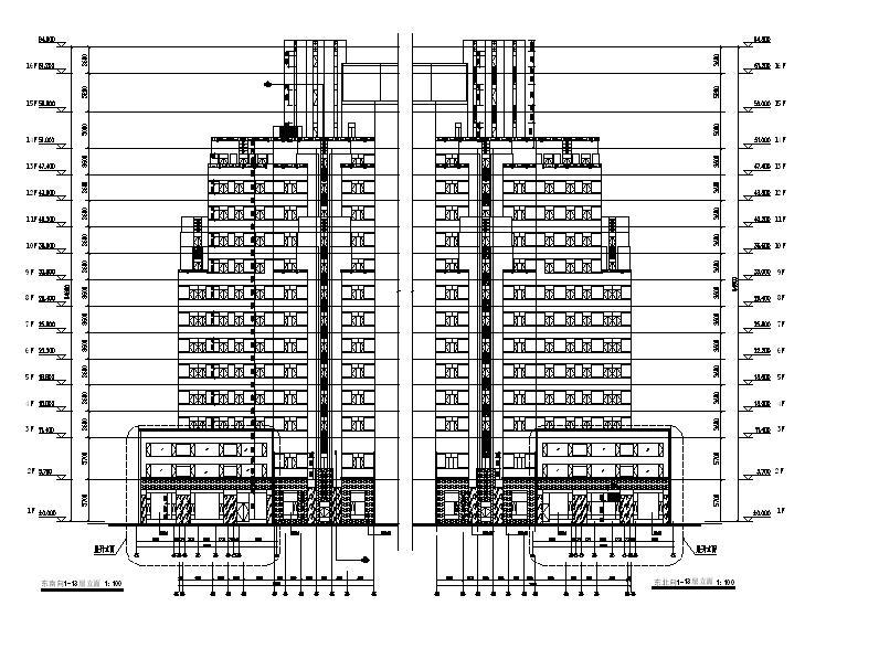 [上海]高层对称式布局酒店综合体建筑施工图（含效果图）cad施工图下载【ID:151528149】