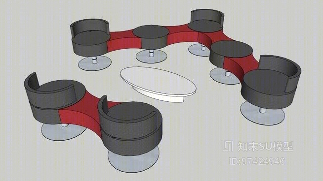 休闲桌椅组合SU模型下载【ID:717967918】