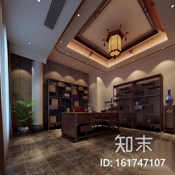 [安徽]精装典雅中式风情茶室装修施工图（含效果）施工图下载【ID:161747107】