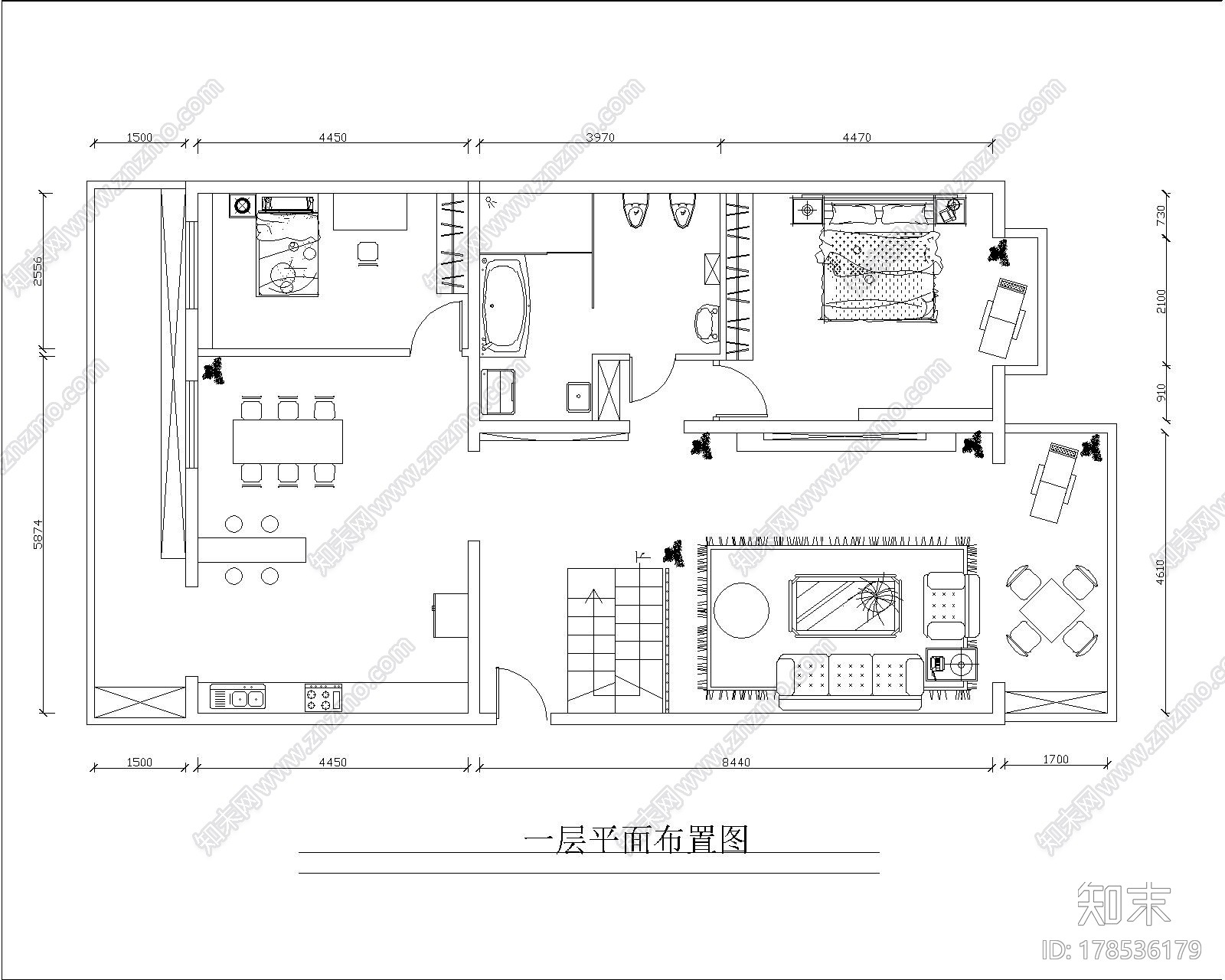 [北京]现代风格三居室复式房装修图（含实景图）施工图下载【ID:178536179】