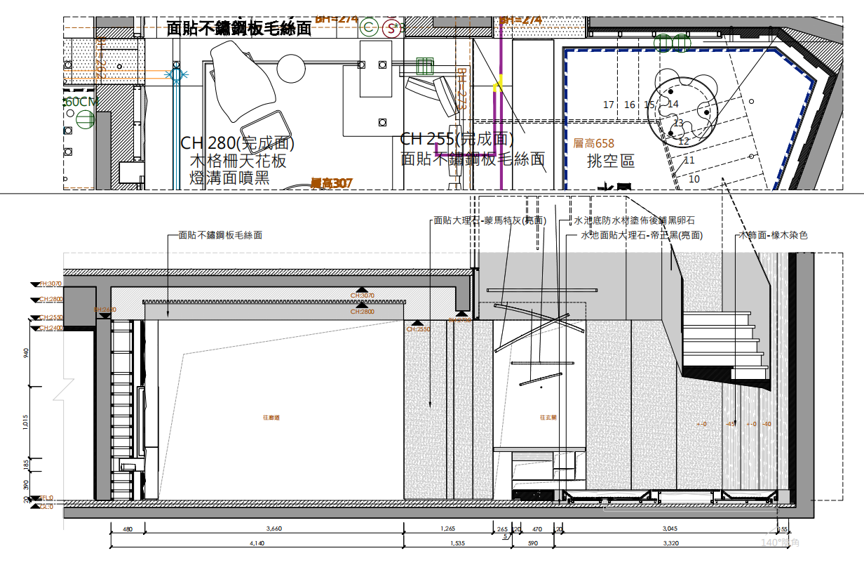 [辽宁]沈阳540㎡顶层复式私人豪宅施工图cad施工图下载【ID:161682193】