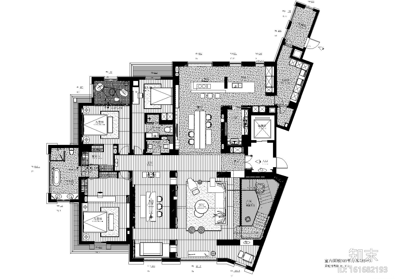 [辽宁]沈阳540㎡顶层复式私人豪宅施工图cad施工图下载【ID:161682193】