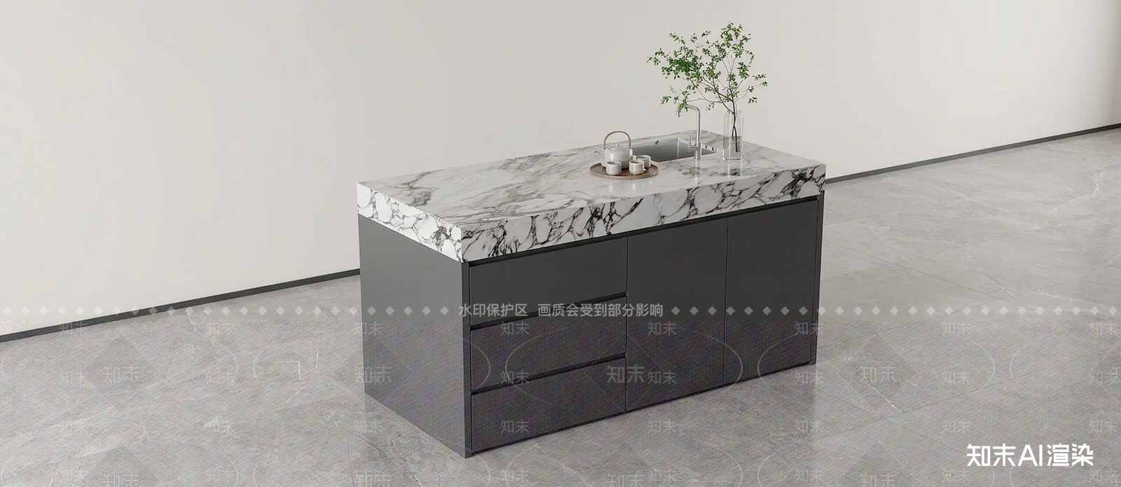大理石台面岛台岛台3D模型下载【ID:1227282382】