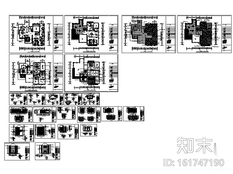 简欧双层别墅室内装修图cad施工图下载【ID:161747190】