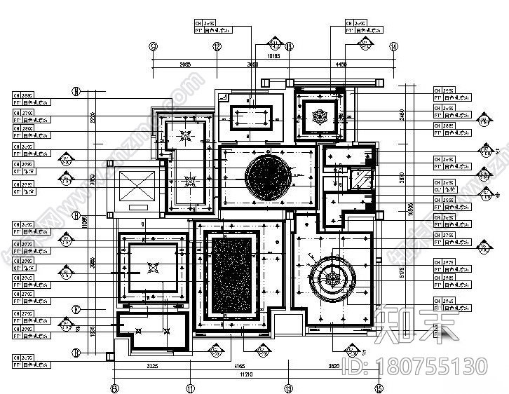 欧式风格香堤华府样板间施工图设计（附效果图）cad施工图下载【ID:180755130】