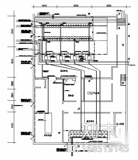 采用干变的变电所平面图cad施工图下载【ID:168519145】