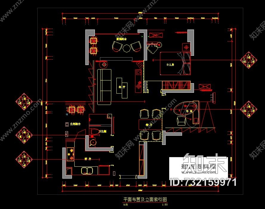 70平方小户型现代时尚施工图含效果图带完整水电图纸cad施工图下载【ID:732159971】