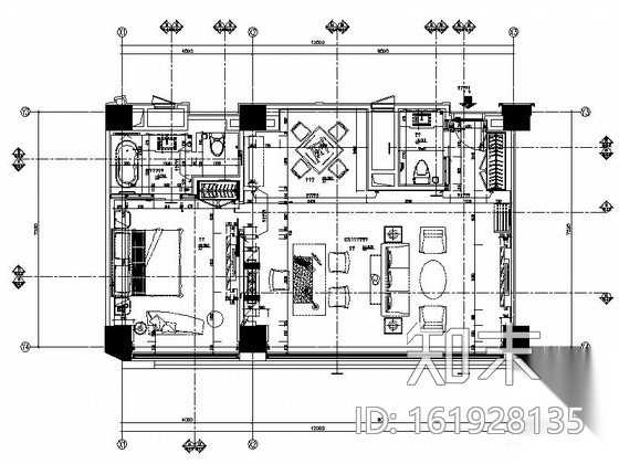 [陕西]新中式风情酒店三间套房装修施工图（含效果）cad施工图下载【ID:161928135】