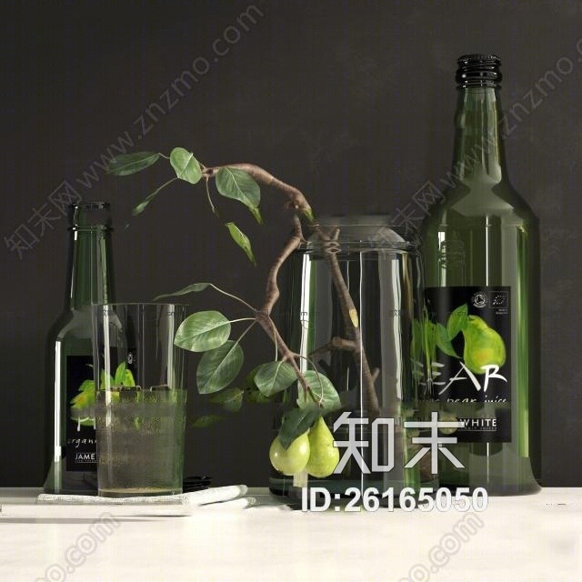 现代玻璃瓶酒水3D模型下载【ID:26165050】