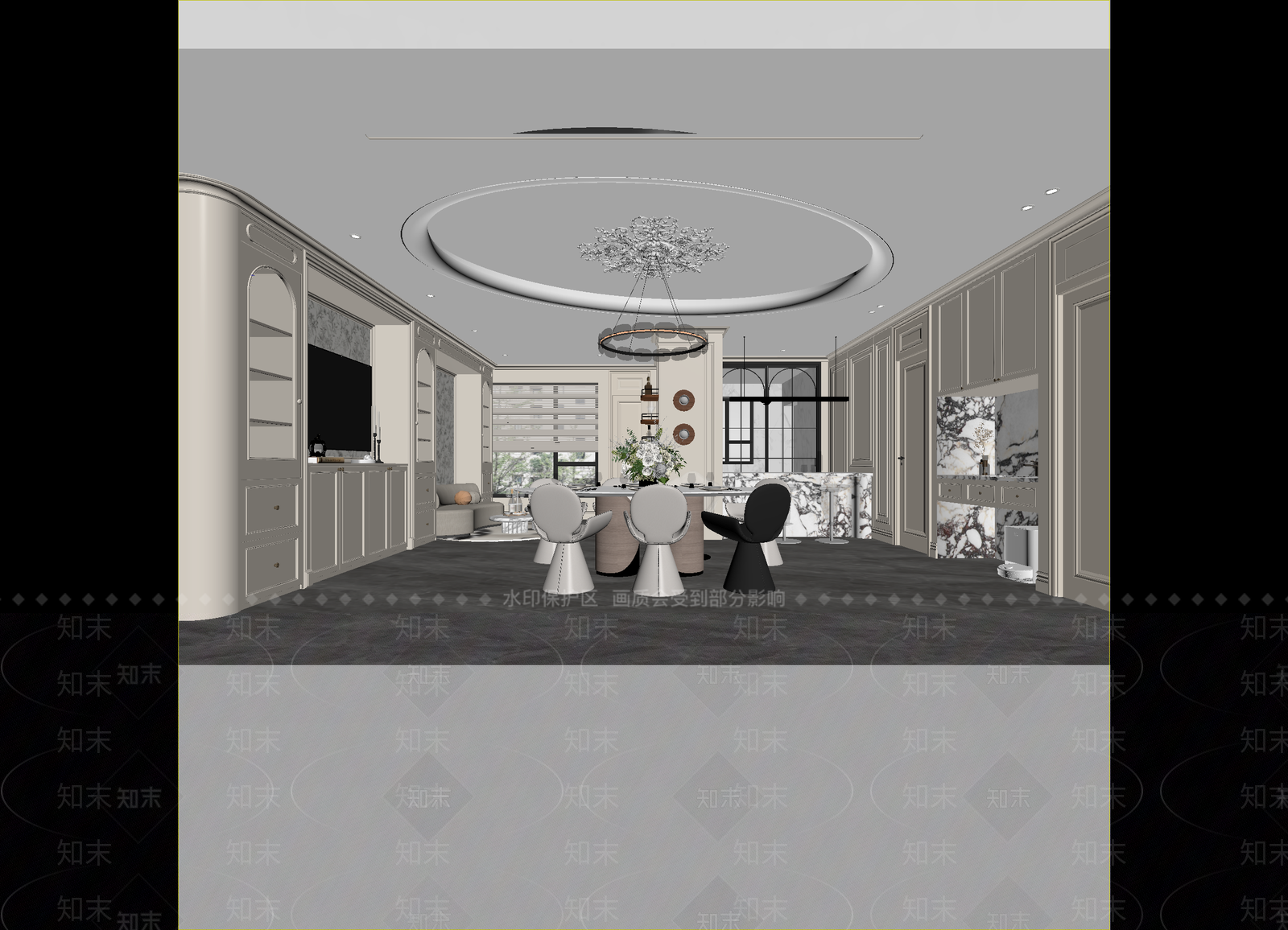 法式客餐厅3D模型下载【ID:1215191514】
