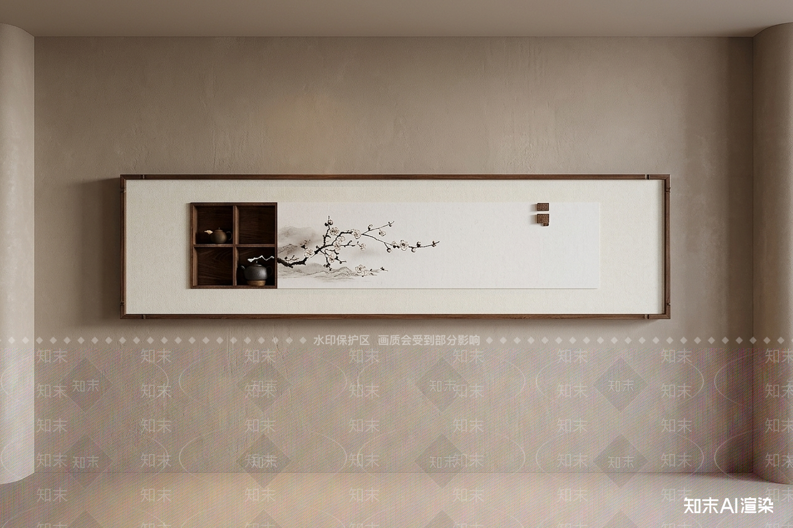 中式挂画挂画3D模型下载【ID:1227405188】