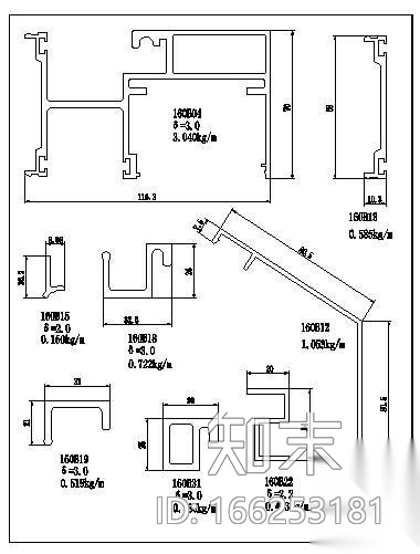 160B系列明框中空玻璃幕墙结构详图施工图下载【ID:166253181】