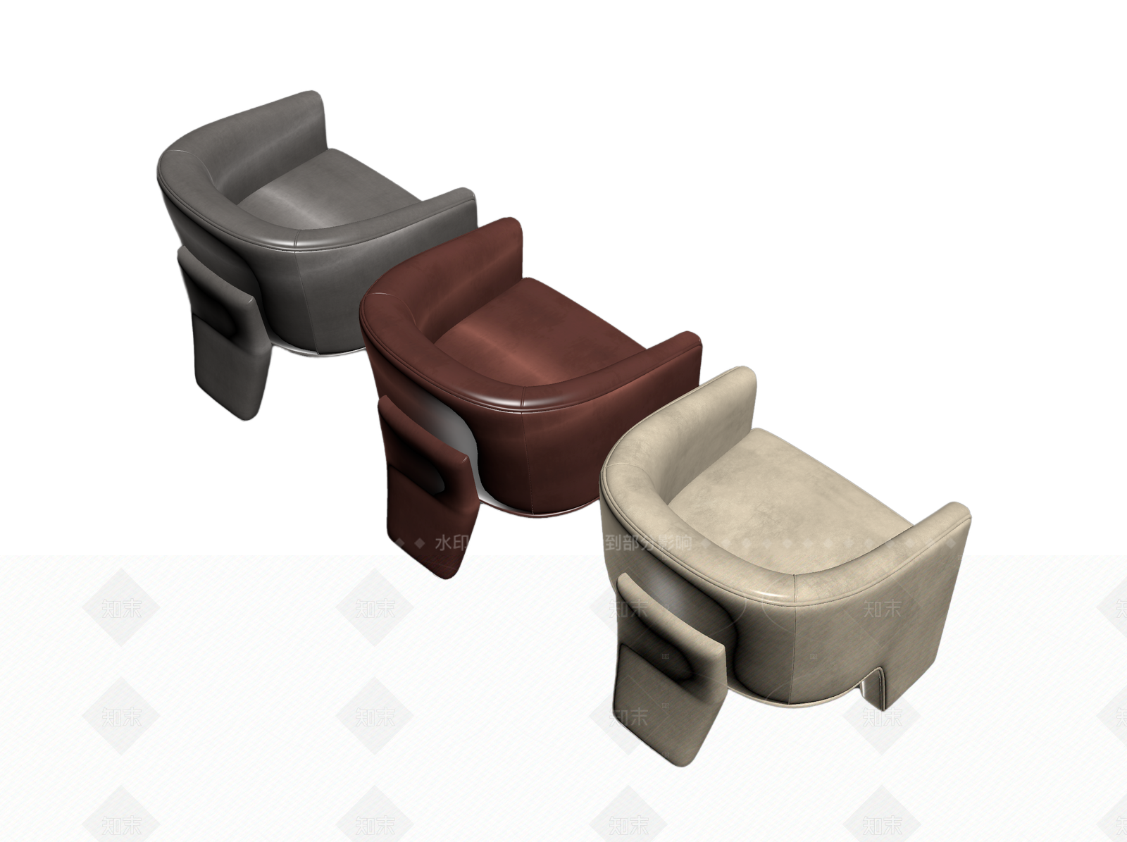 三色皮革扶手椅3D模型下载【ID:1205546544】