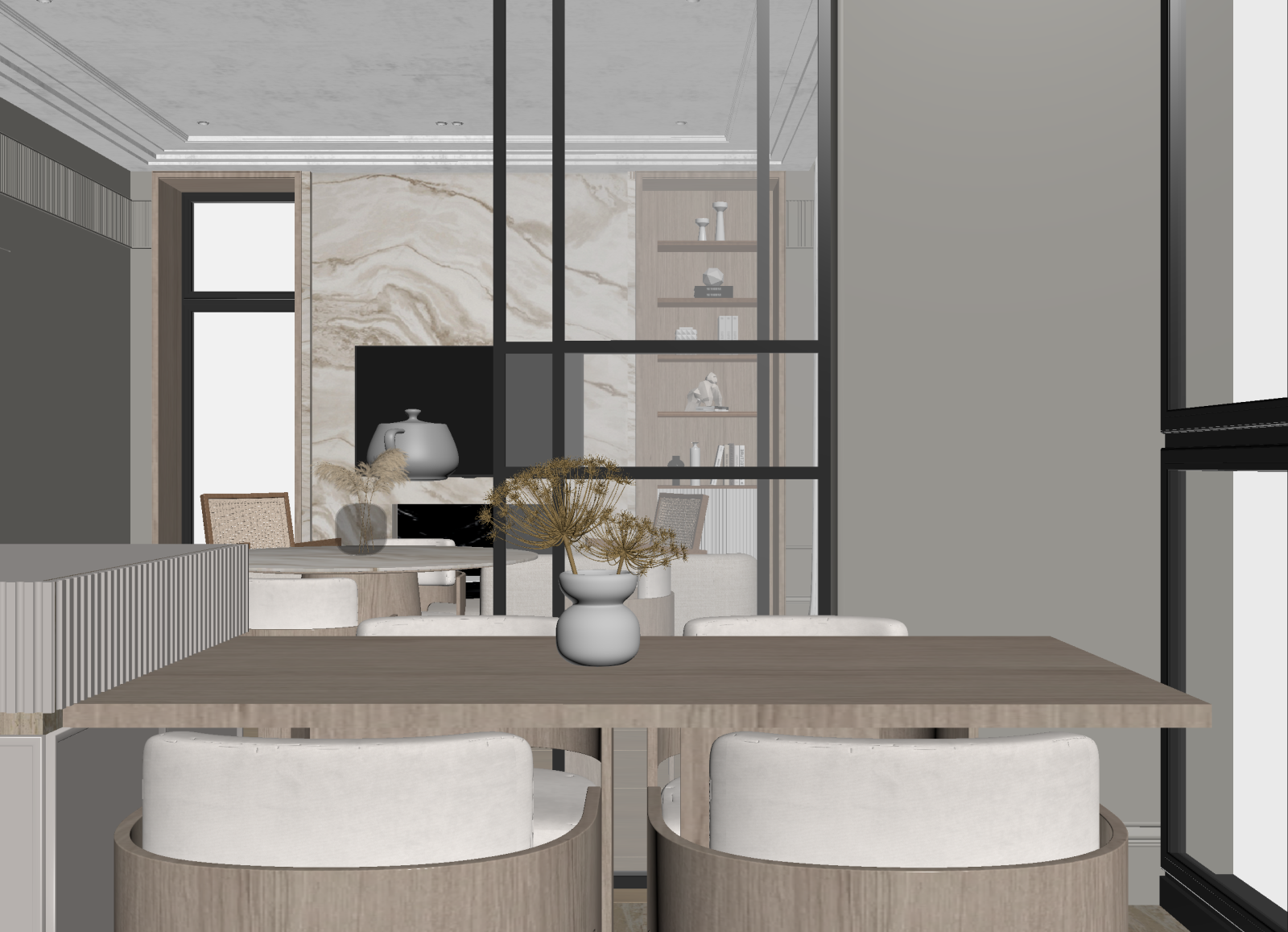 现代家居餐厅3D模型下载【ID:1215075602】